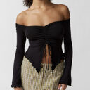 Two-wear Top Wooden Ear Edge Horn Sleeve Sexy