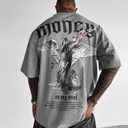 Men's Loose Money Angel Print Short Sleeve Round