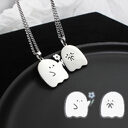 Stainless Steel Cute Ghost Couple Necklace Kawaii Animal
