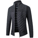 Men's Stand Collar Striped Plaid Zipper Sweater