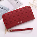 Long Crown Embroidery Thread Single Zip Clutch Wallet
