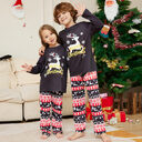 Christmas Cartoon Elk Letter Printing Round Neck Parent-child