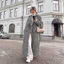 Houndstooth Long Trench Coat High-end And Fashionable