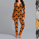 Halloween Printed Jumpsuit Long Sleeve Home Pajamas Casual
