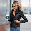 Thin Large Size Leather Clothing With Stand Collar