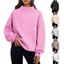 Pullover Sweatshirt Solid Color Loose Tops Round Neck