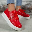 Lace-up Flats Shoes With Metal Buckle Design Lightweight