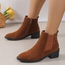 Women's Fashion Ankle Boots With Side Zipper Chunky
