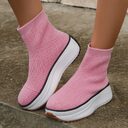 Women's Thick-soled Boots Knitted Round Toe Socks Shoes