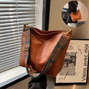 Retro Bucket Bag Print Wide Shoulder Strap Messenger