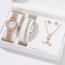 5pcsset Diamond Bracelet Necklace Stud Ring Watch Jewelry