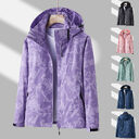 Printed Hooded Windbreaker Unisex Fashion Solid Color Zip-up