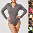 Fashion Long Sleeve Zipper Jumpsuit Seamless Slimming Shapewear