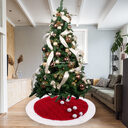 White Pompon Knitted Christmas Tree Skirt Bottom Apron