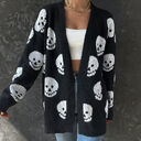Women's Fashion Casual Halloween Skull Jacquard Knitted Long