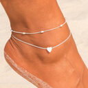 Double-layered anklet Retro beach ball chain heart-shaped