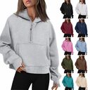 Zipper Hoodies Sweatshirts With Pocket Loose Sport Tops