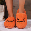 Cute Halloween Pumpkin Slippers Winter Warm Plush Bedroom