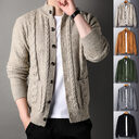 New Single-breasted Sweater With Pockets Fashion Jacquard Loose-fitting