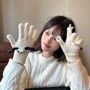 Magnetic Gloves Five Finger Cute Thickening Wool Cycling