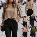 European And American Long Sleeve Button Solid Color