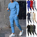 Men's Long-sleeved Suit Slim Crew Neck Pullover T-shirt