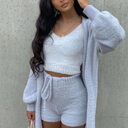 Thermal Three-piece Fluff Coat Spaghetti Strap Short Top