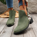 Flowers Printed Ankle Boots Fashion Side Zipper V-cut