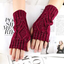 Shiny Silver Silk Knitting Wool Gloves Diamond-shaped Missing