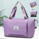 Foldable Travel Duffle Bag With Rhombus Sewing Design
