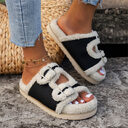 Autumn Winter Slipper Thick Sole Buckle Lamb Swool