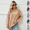 Knitted Sweater With Hooded Pit Stripe Kangaroo Pocket