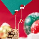 Ins Fashion Xmas Earrings Moving Santa Claus Long
