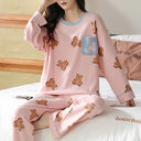 Loose Print Pajamas Women Autumn Winter Pyjama Set