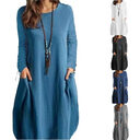 Women's Autumn Cotton And Linen Loose Casual Solid
