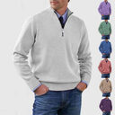 Men's Stand Collar Zipper Sweater Winter Fashion Solid