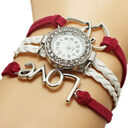 Alloy Love Double Heart-shaped Woven Multi-layer Watch