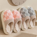 Plaid Plush Slippers Women's Indoor Home Soft Sole