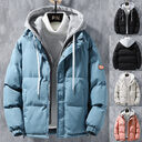 Fashion Hooded Jacket Men Winter Windproof Thickened Fake