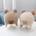 Baby Hat Warm Earflaps Cap Cute Bear Knitted