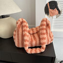 Large-capacity Striped Plush Bag Winter New Fashion Portable