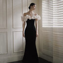 French Satin Evening Dress New Bridal Off-shoulder Elegant