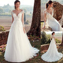 High U-neck Lace Long Sleeve A- Line Tail