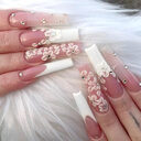 Long Ballet Diamond French Fake Nails