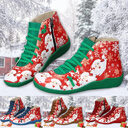 Christmas Ankle Boots Women Santa Claus Snowflake Print