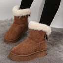 New Bow-knot Snow Boots Winter Plus Velvet Warm