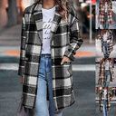 Fashion Plaid Long Jacket With Pockets Autumn