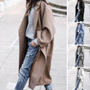 Casual Long Jacket With Pockets Solid Color Single