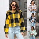 Plaid Double Sided Velvet Jacket For Women Lantern