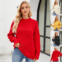 Casual Round-neck Pullover Sweater Fall Winter Solid Color